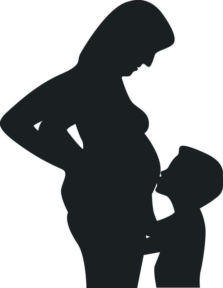 Pregnant Girl Silhouette with Simple Design vector