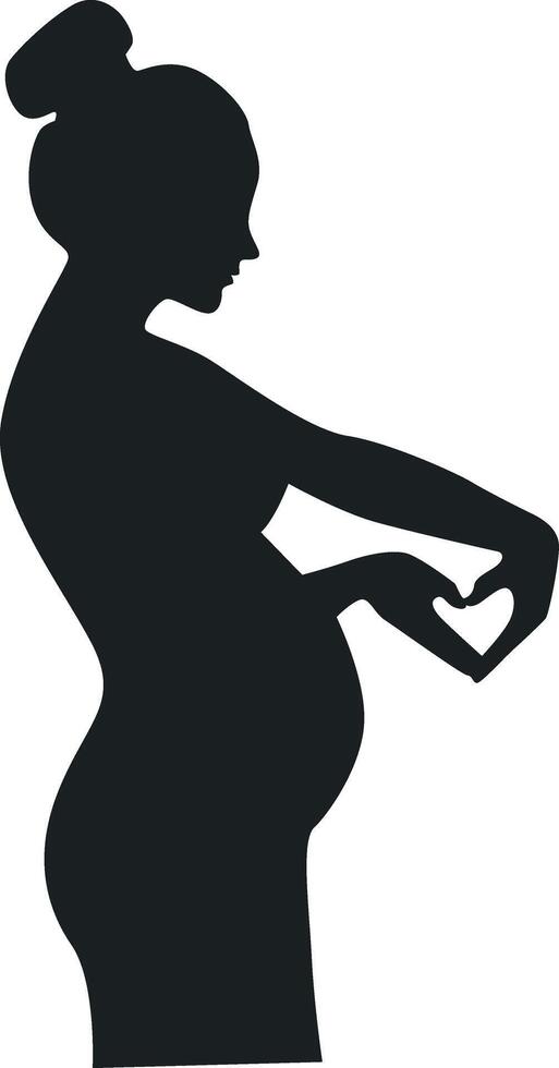 Pregnant Girl Silhouette, Isolated on White Background, vector