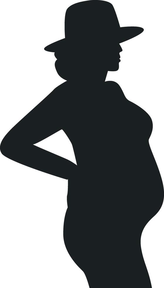 Pregnant Girl Silhouette with Simple Design. vector