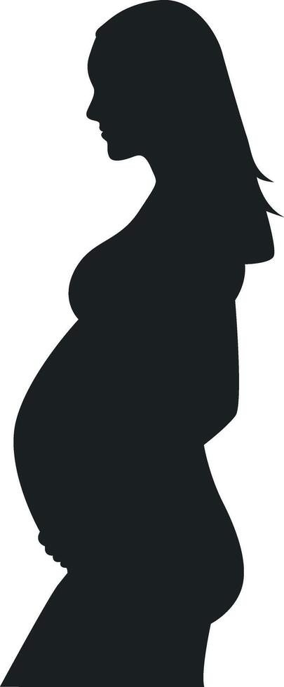 Pregnant Girl Silhouette with Simple Design, vector