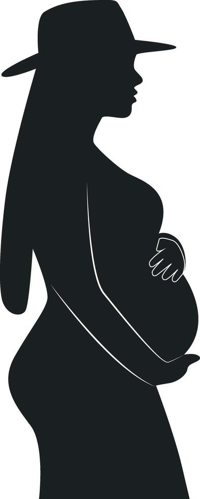Pregnant Girl Silhouette in Simple Design, vector