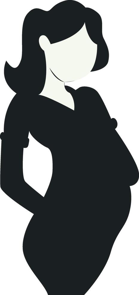 Pregnant Girl Silhouette in Simple Shape. vector