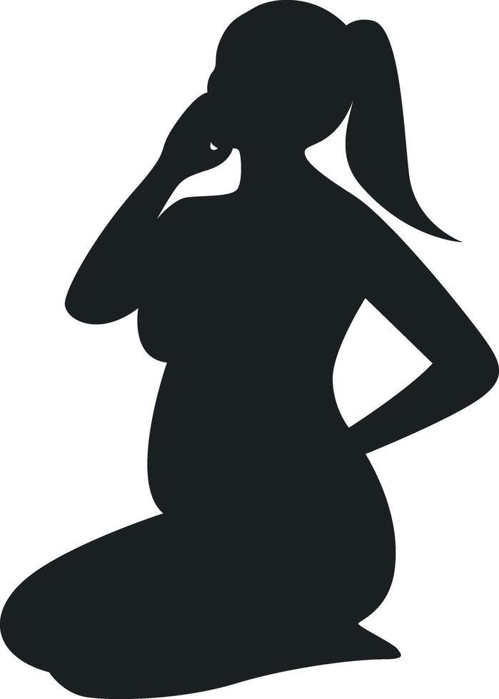Pregnant Girl Silhouette in Simple Shape, vector
