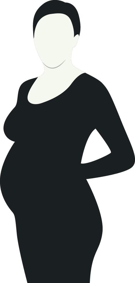 Pregnant Girl Silhouette with Simple Shape. vector