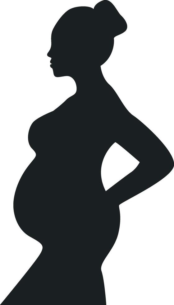 Pregnant Girl Silhouette with Simple Shape, vector