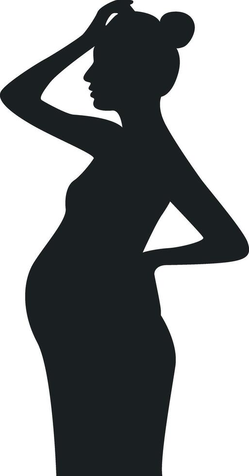 Pregnant Girl Silhouette with Simple Shape. Isolated on White Background, vector