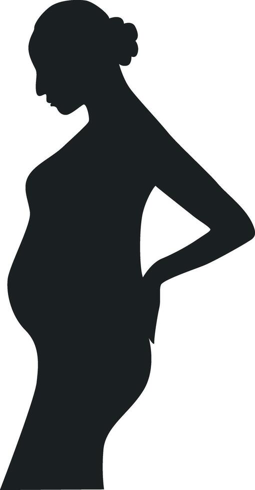 Pregnant Girl Silhouette with Simple Shape, Isolated on White Background vector