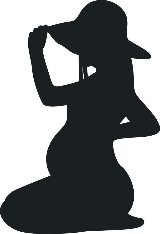 Pregnant Girl Silhouette in Simple Shape, Isolated on White Background. vector