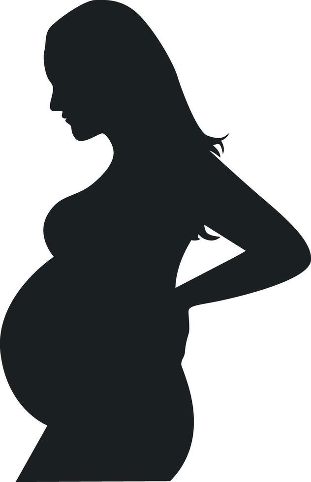 Pregnant Girl Silhouette in Simple Shape, Isolated on White Background vector