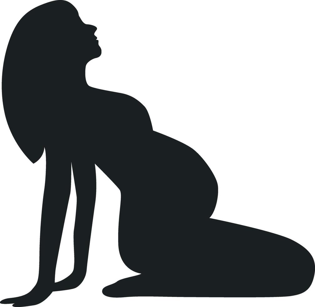 Pregnant Girl Silhouette in Simple Shape. Isolated on White Background. vector