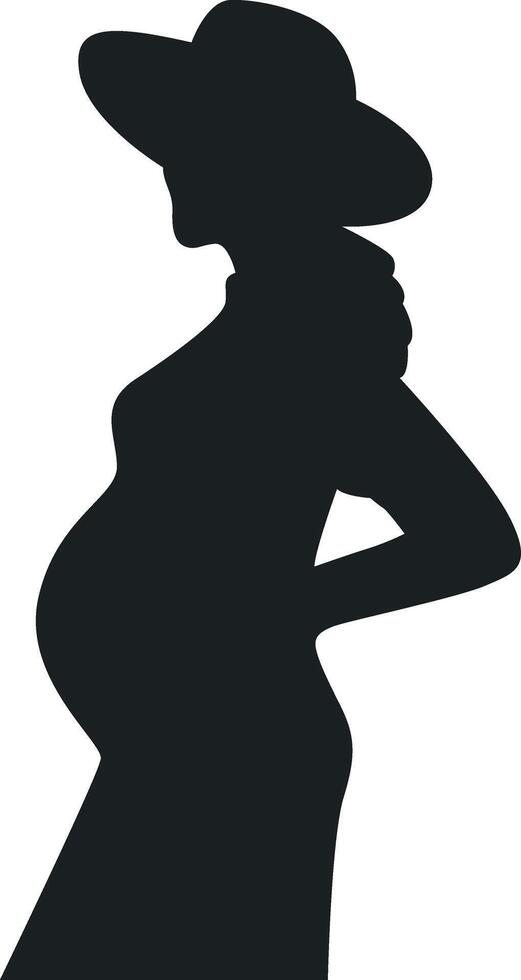 Pregnant Girl Silhouette in Simple Design, Isolated on White Background vector