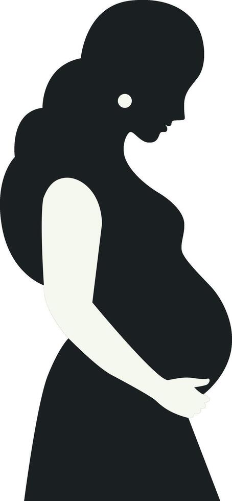 Pregnant Girl Silhouette in Simple Design, Isolated on White Background. vector