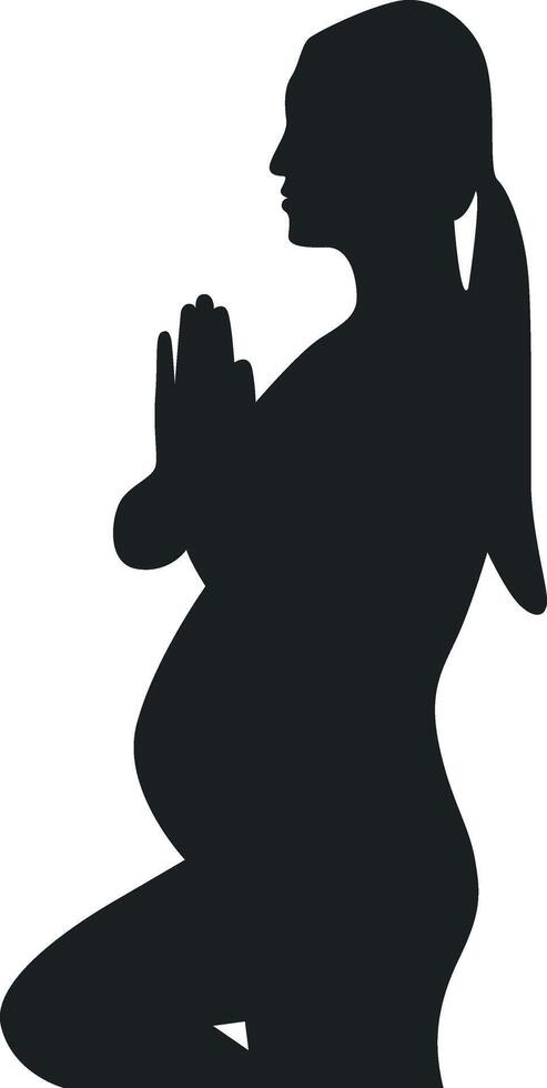Pregnant Girl Silhouette in Simple Design, Isolated on White Background, vector
