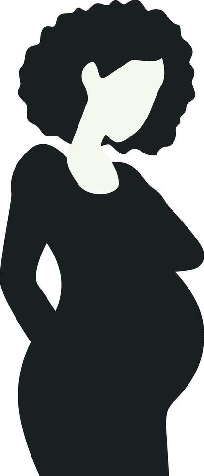 Pregnant Girl Silhouette in Simple Design. Isolated on White Background vector