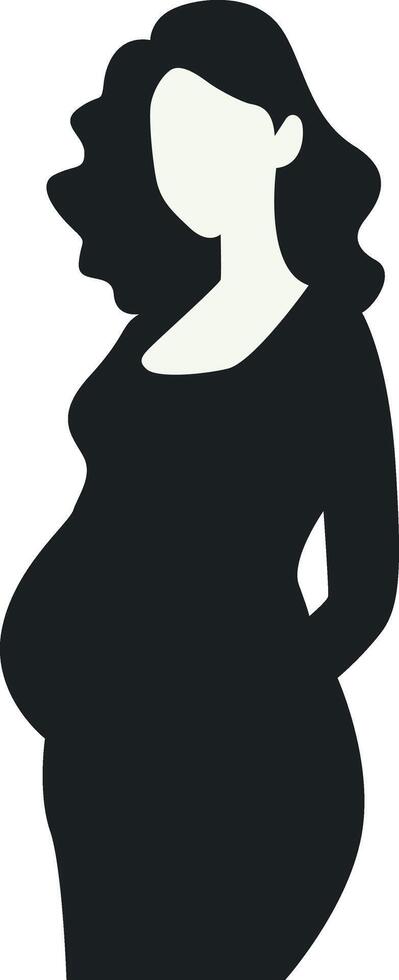 Pregnant Girl Silhouette with Simple Design. Isolated on White Background vector