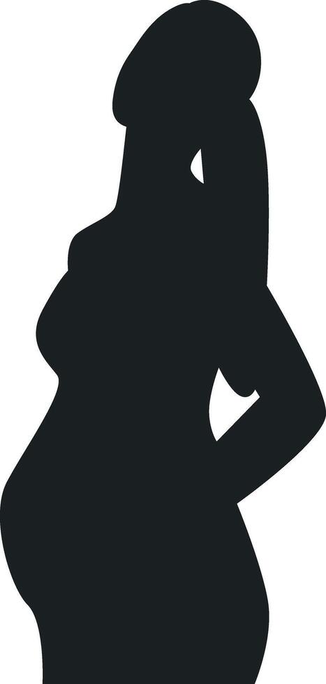 Pregnant Girl Silhouette in Simple Design. Isolated on White Background. vector