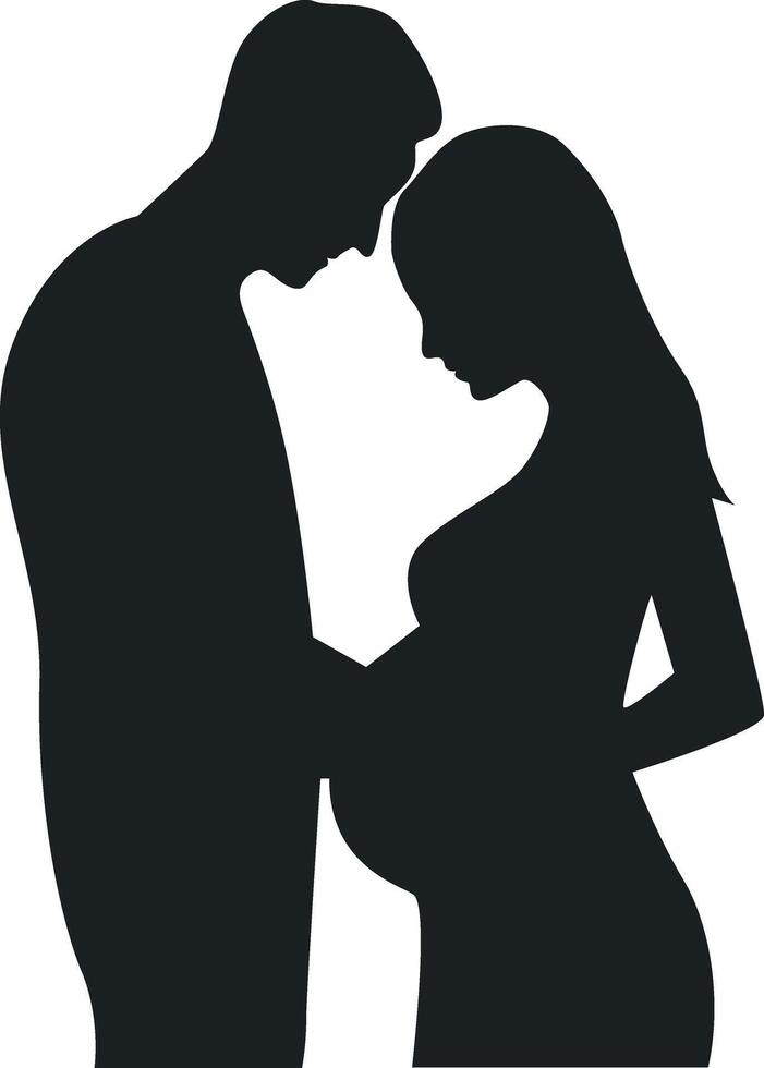 Pregnant Girl Silhouette with Simple Design. Isolated on White Background. vector