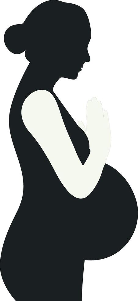 Pregnant Girl Silhouette with Simple Design, Isolated on White Background vector
