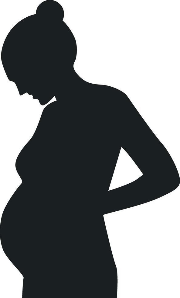 Pregnant Girl Silhouette with Simple Design, Isolated on White Background. vector
