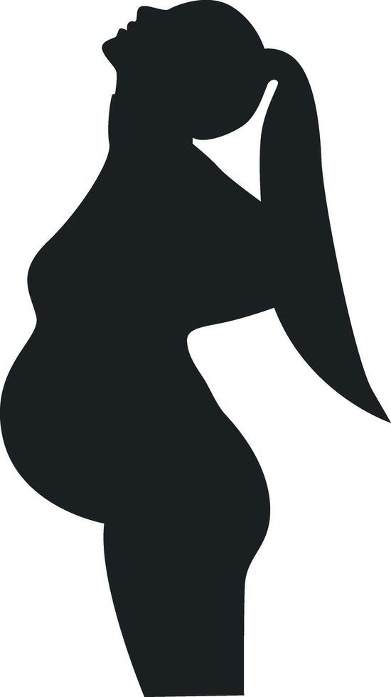 Pregnant Girl Silhouette with Flat Design, Isolated on White Background vector