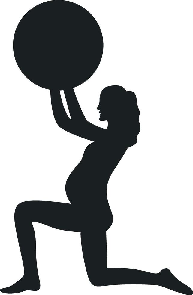 Pregnant Girl Silhouette in Flat Design. Isolated on White Background vector