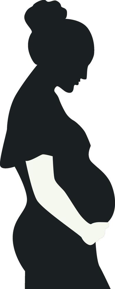 Pregnant Girl Silhouette with Flat Design. Isolated on White Background vector