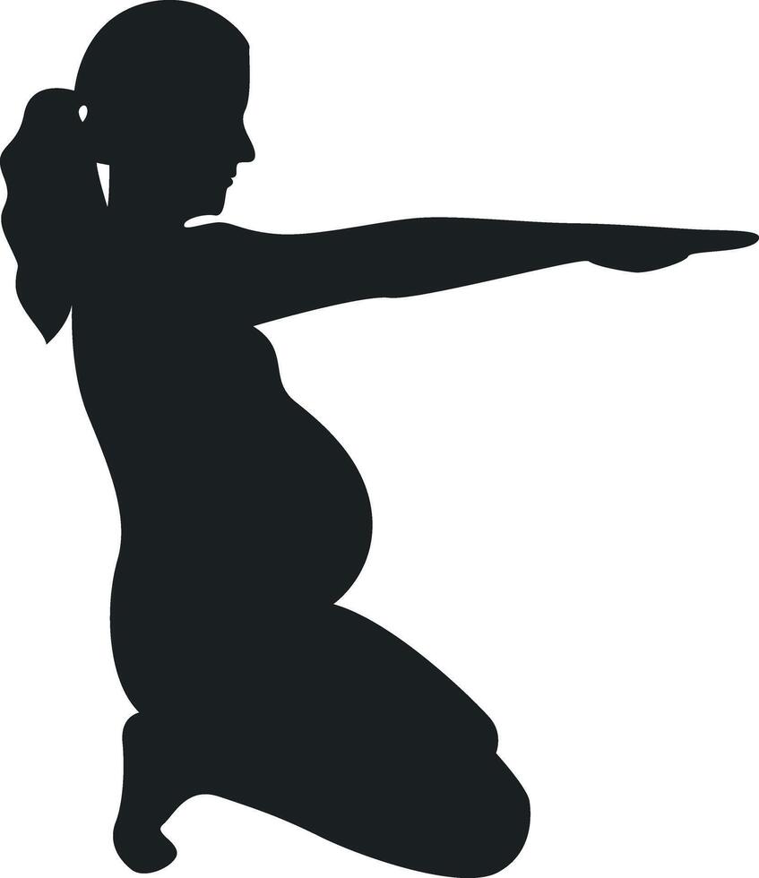 Pregnant Girl Silhouette with Flat Design. Isolated on White Background. vector