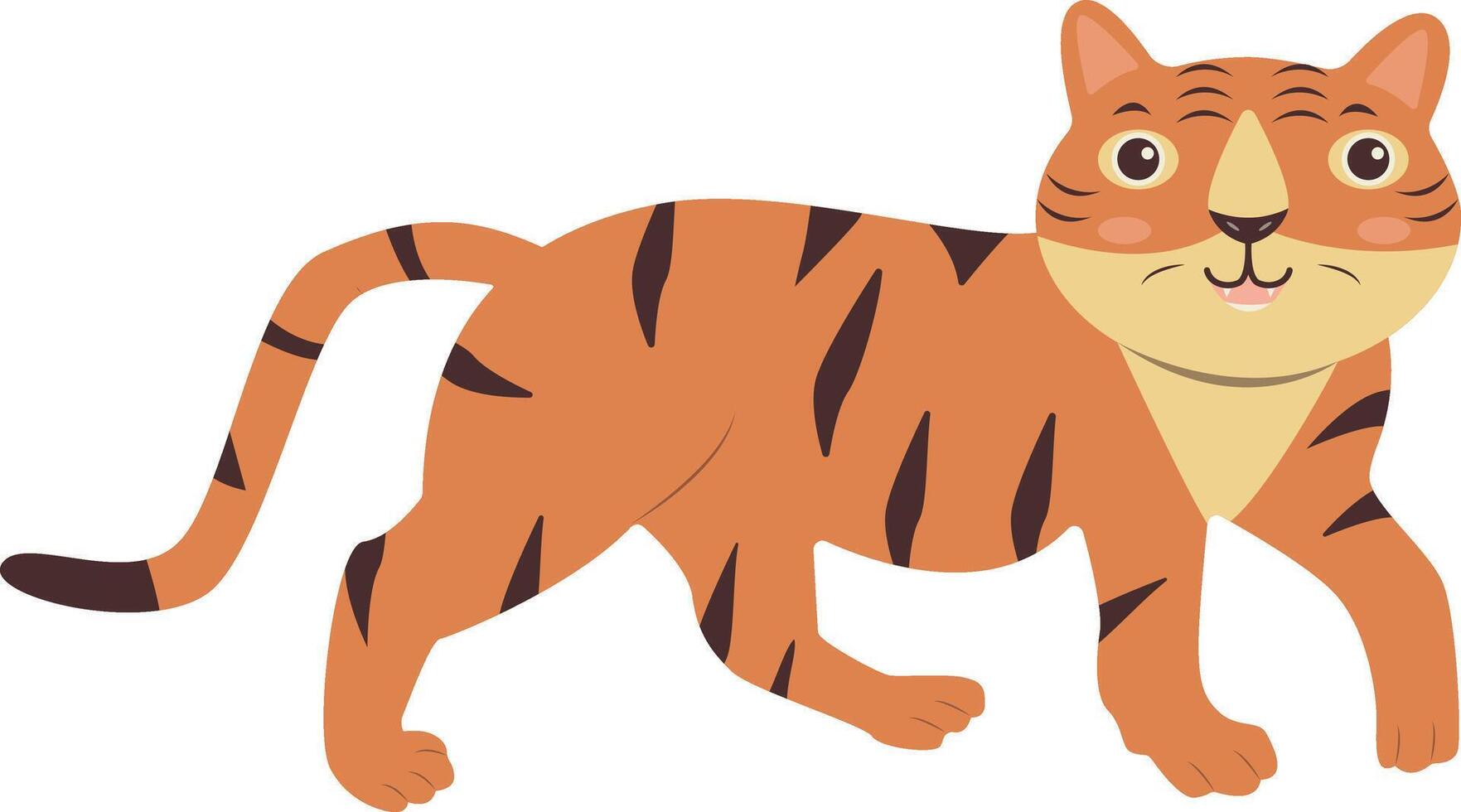 Tiger Pose Character Illustration. Isolated on White Background vector