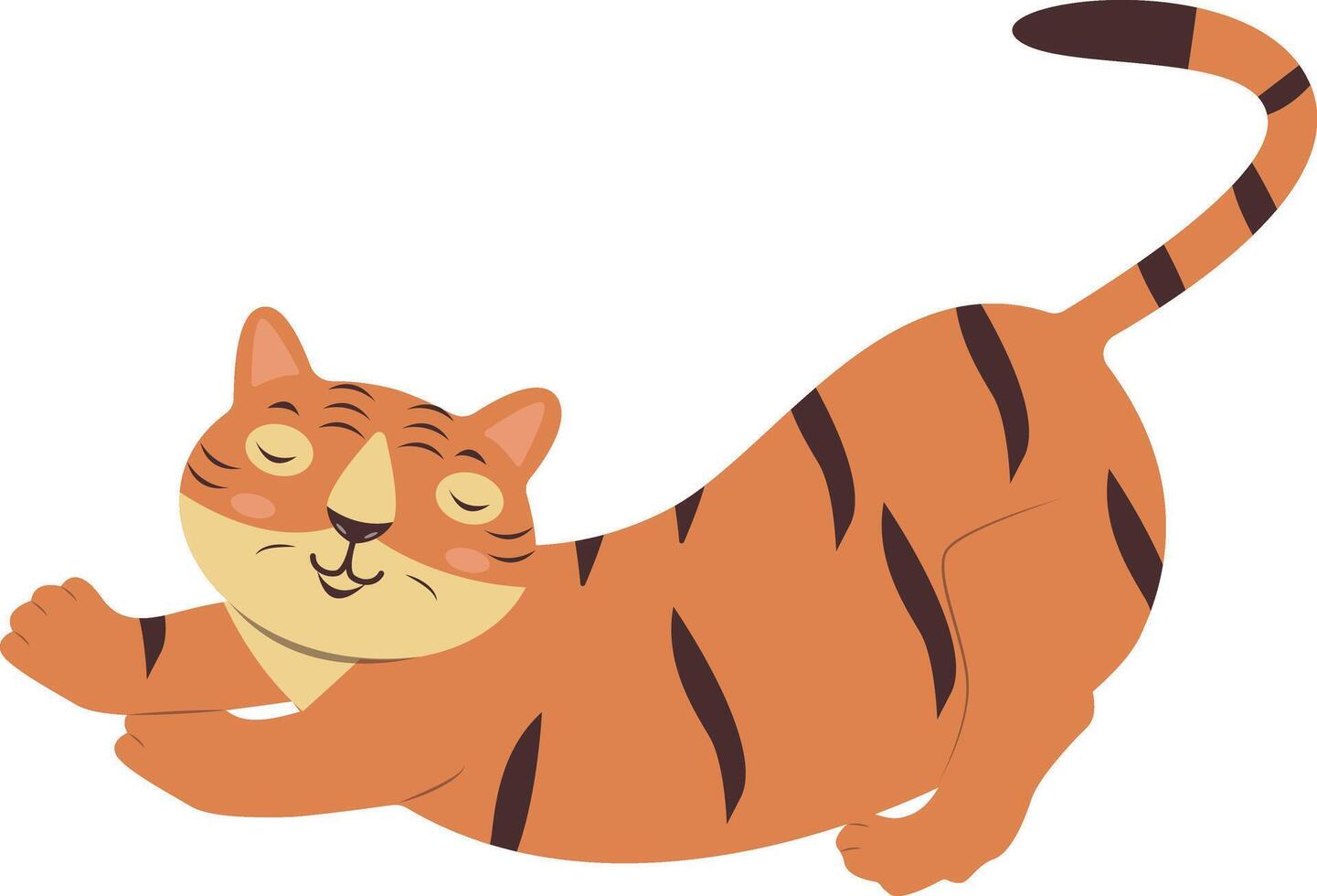 Tiger Pose Character Illustration in Flat Design. vector