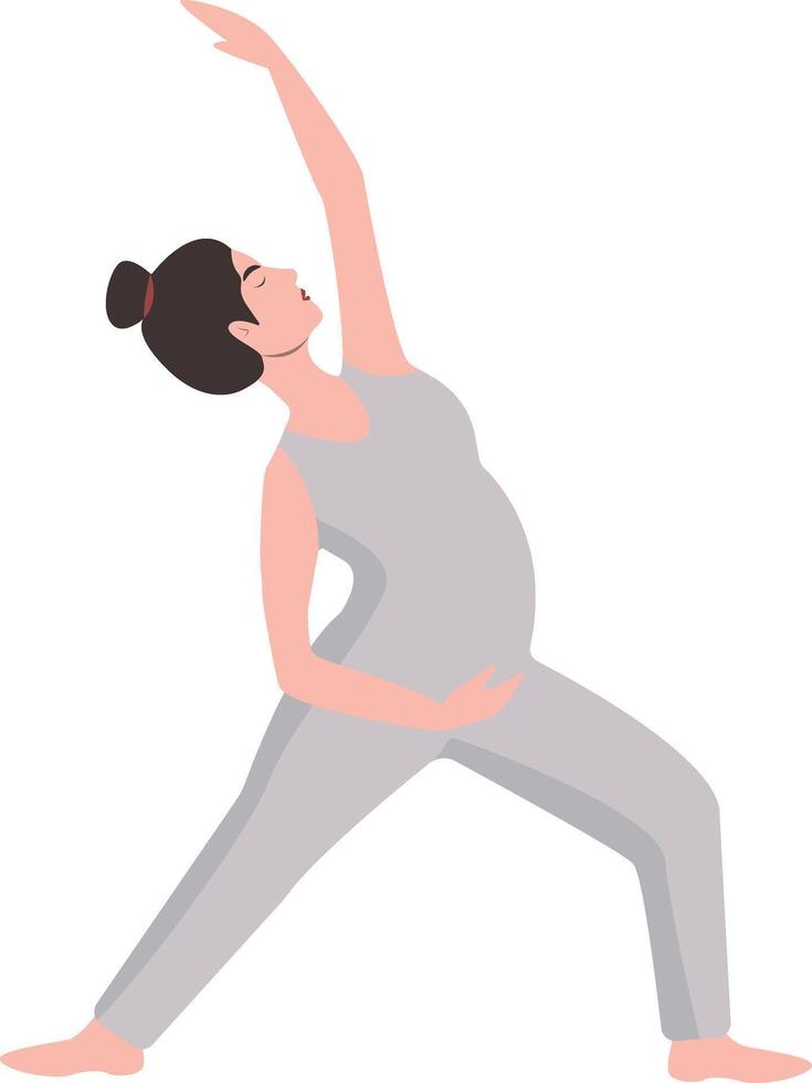 Pregnant Girl Yoga Pose Character. Isolated on White Background vector