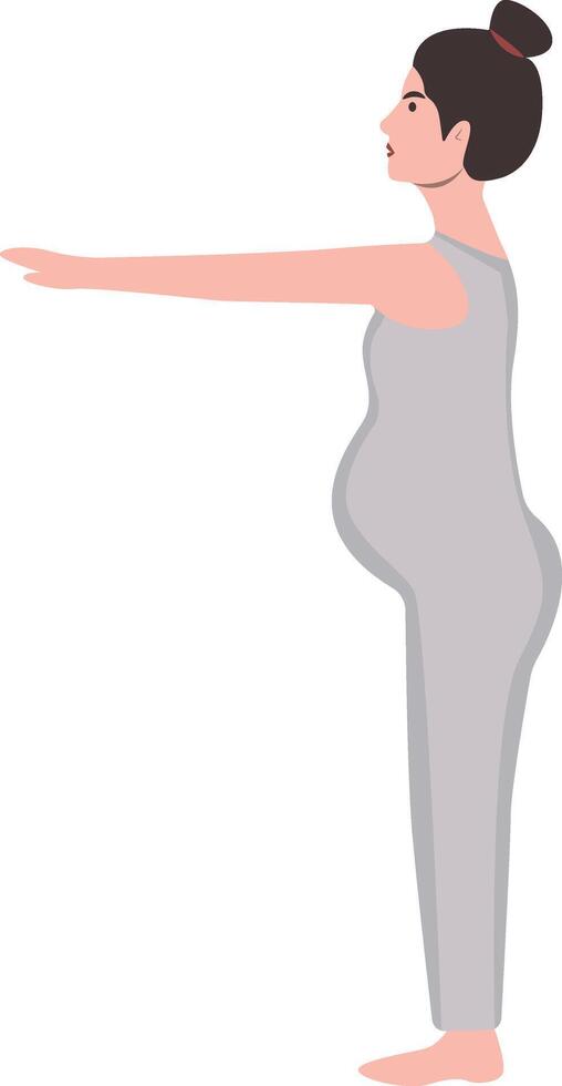 Pregnant Girl Yoga Pose Character Isolated on White Background. vector