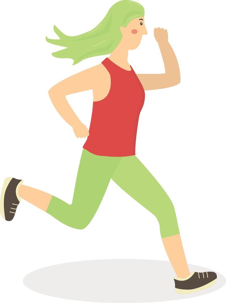 Woman Running Character with Flat Design vector