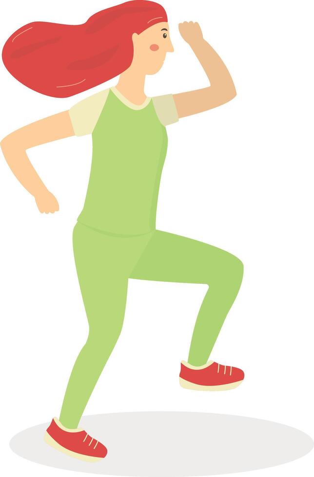 Woman Running Character in Flat Design. vector