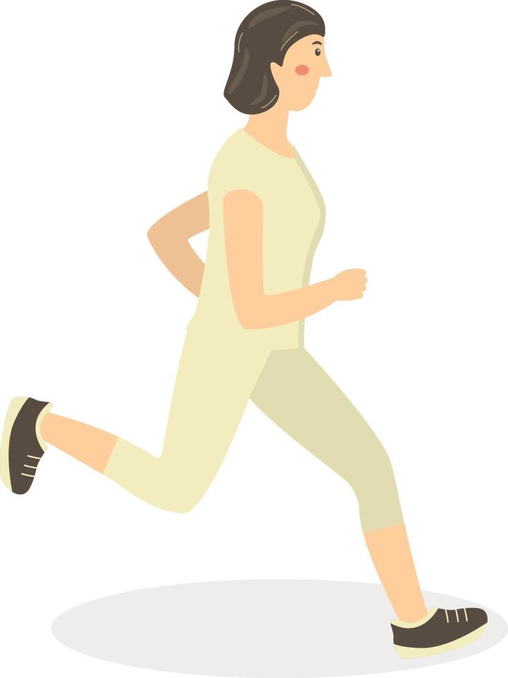 Woman Running Character Isolated on White Background. vector