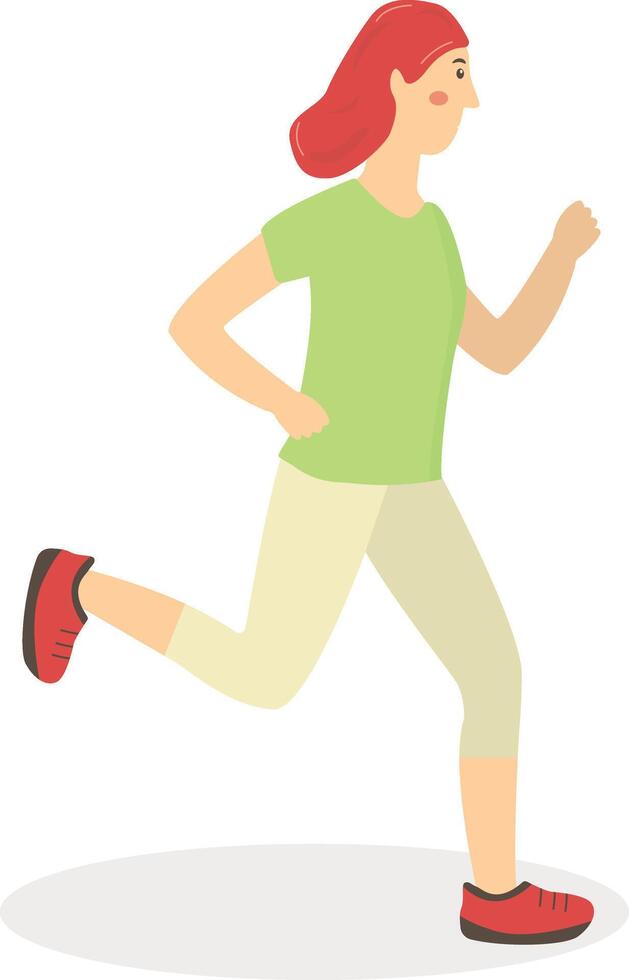 Woman Running Character with Flat Design. vector