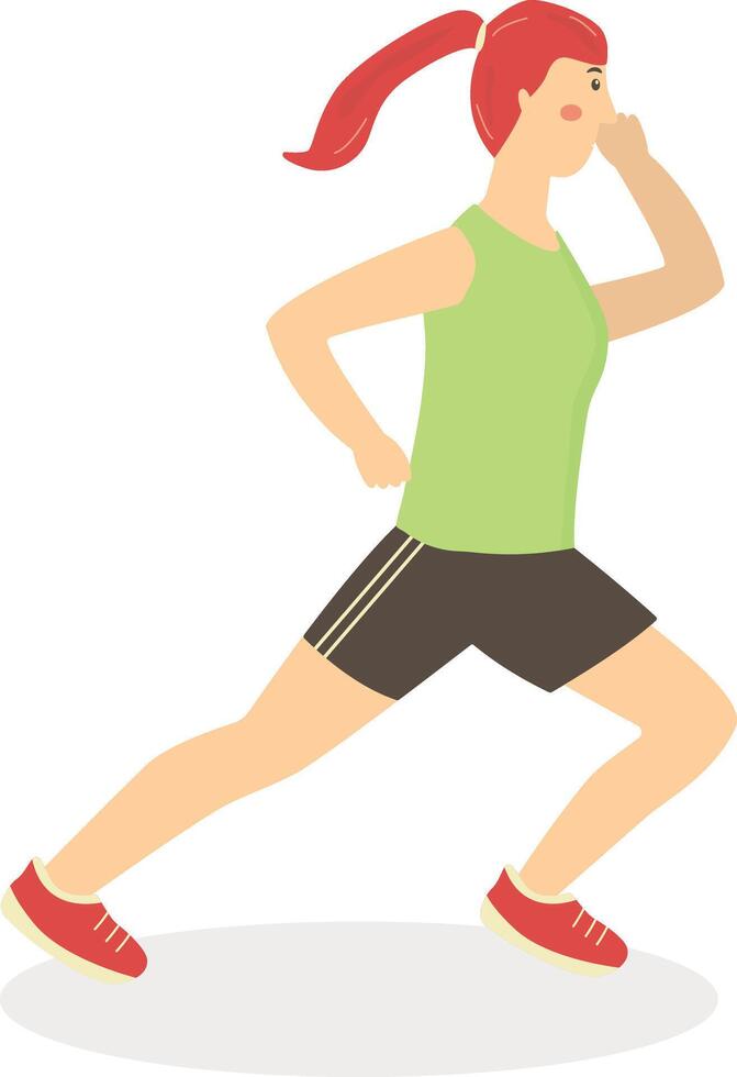 Woman Running Character with Cartoon Design vector