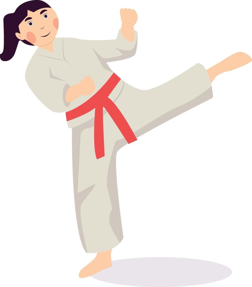 Cute Woman Karate Character in Flat Design vector