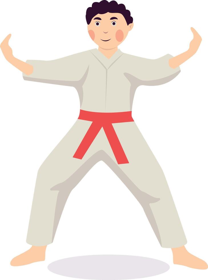 Cute Boy Karate Character. vector