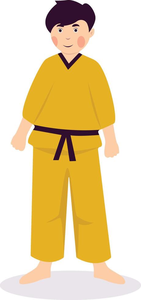 Cute Boy Karate Character with Cartoon Design vector