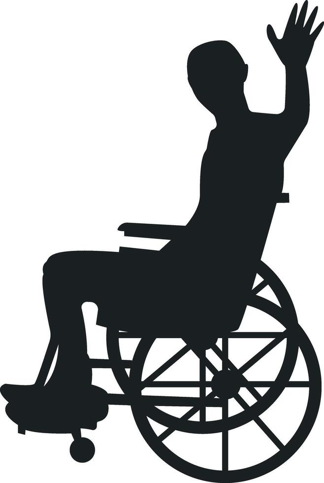 Silhouette of Disabled Man in a Wheelchair. vector