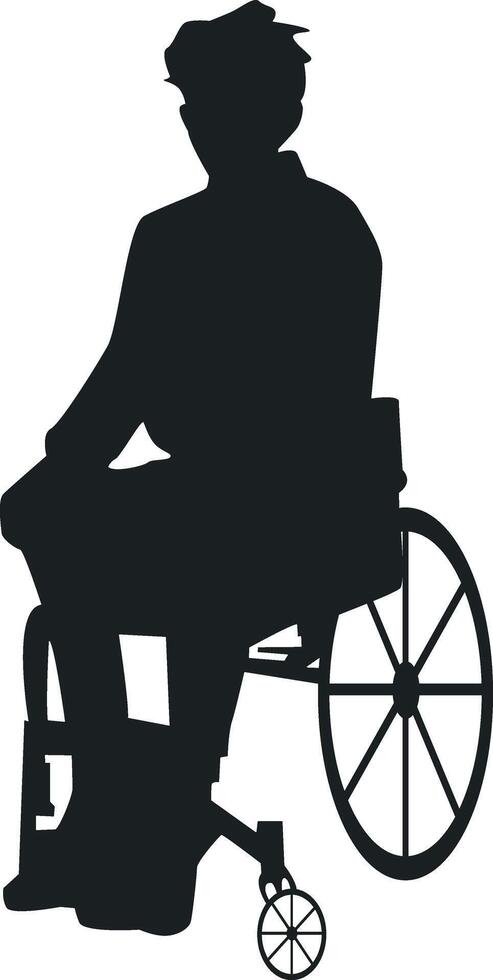 Silhouette of Disabled Man in a Wheelchair Isolated on White Background vector