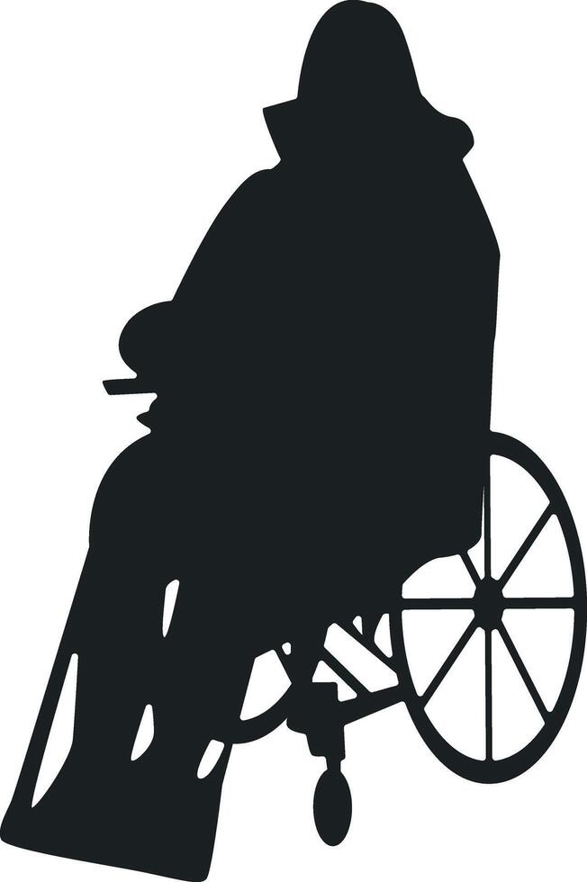 Silhouette of Disabled Woman in a Wheelchair vector