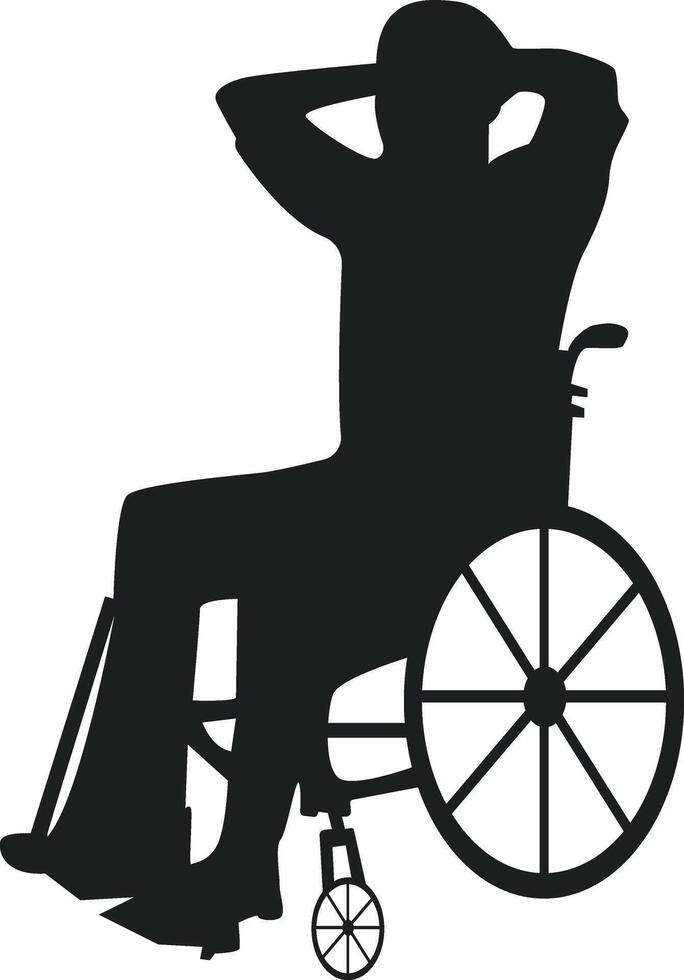 Silhouette of Disabled Man in a Wheelchair Isolated on White Background, vector