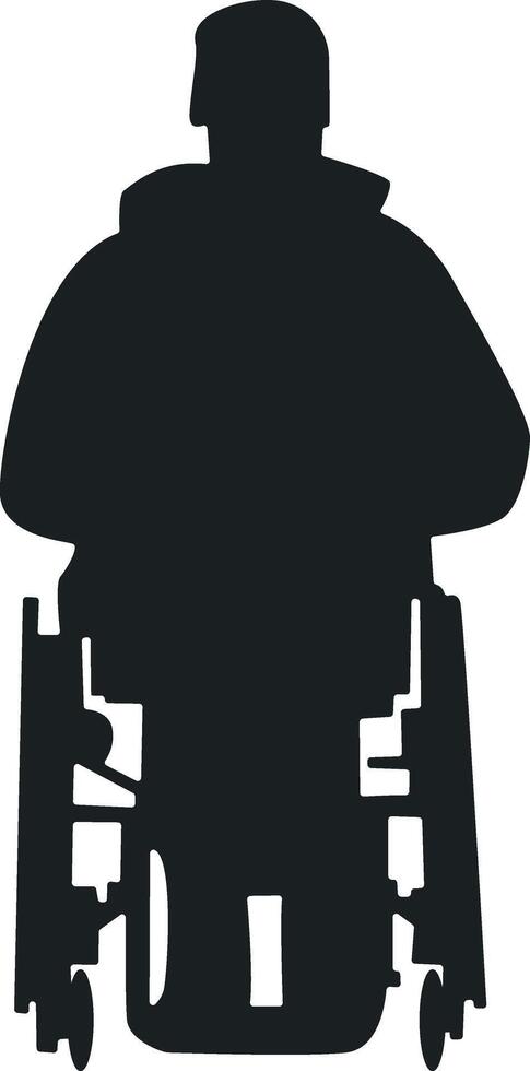 Silhouette of Disabled Man in a Wheelchair. Isolated on White Background vector