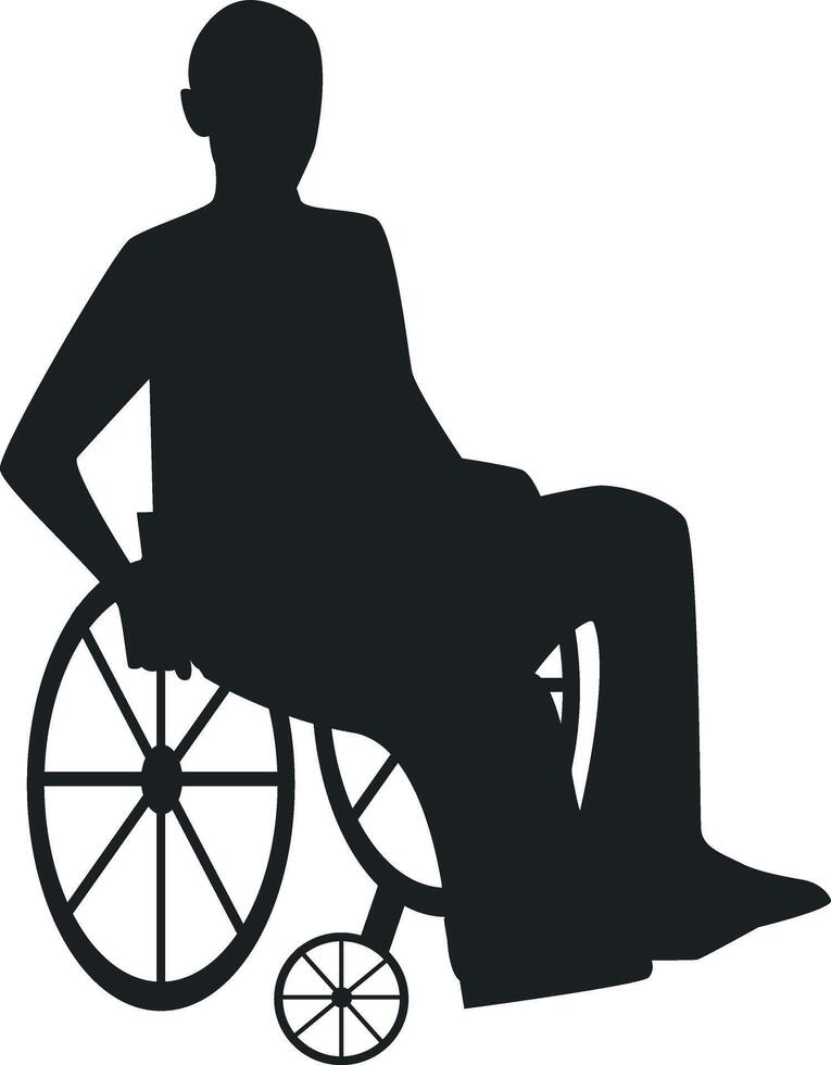 Silhouette of Disabled Man in a Wheelchair. Isolated on White Background, vector