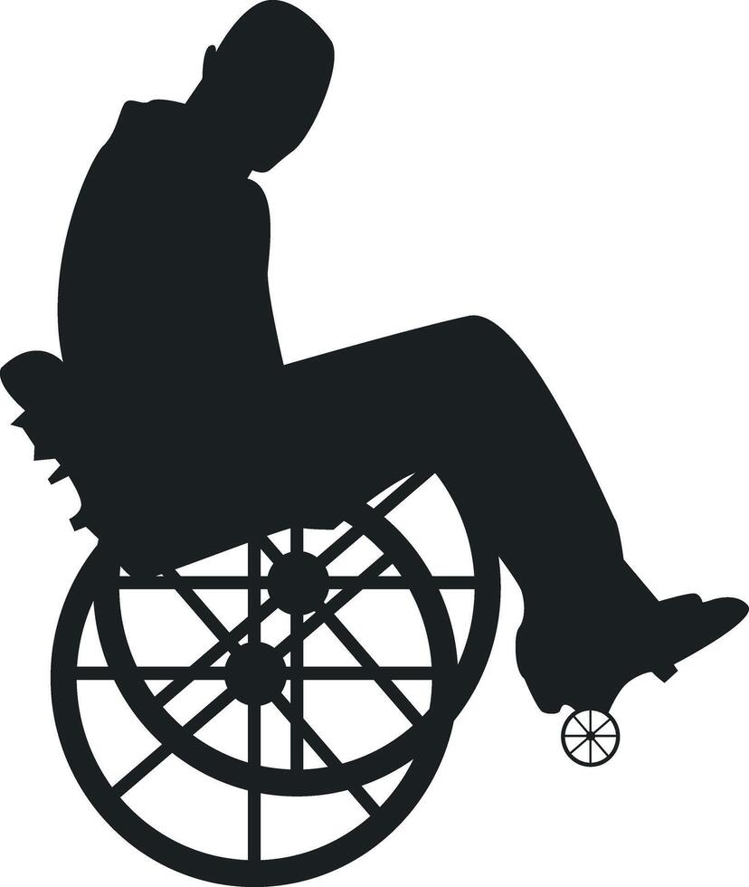 Silhouette of Disabled Man in a Wheelchair, vector