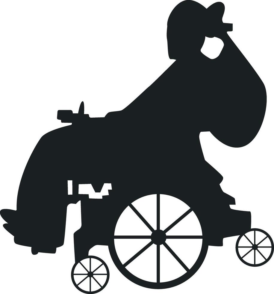 Silhouette of Disabled Man in a Wheelchair, Isolated on White Background vector