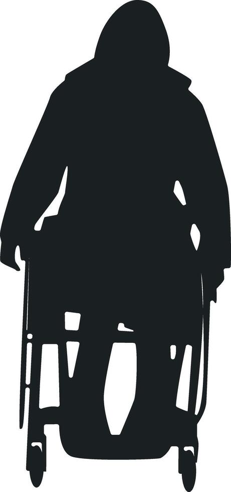 Silhouette of Disabled Woman in a Wheelchair Isolated on White Background vector