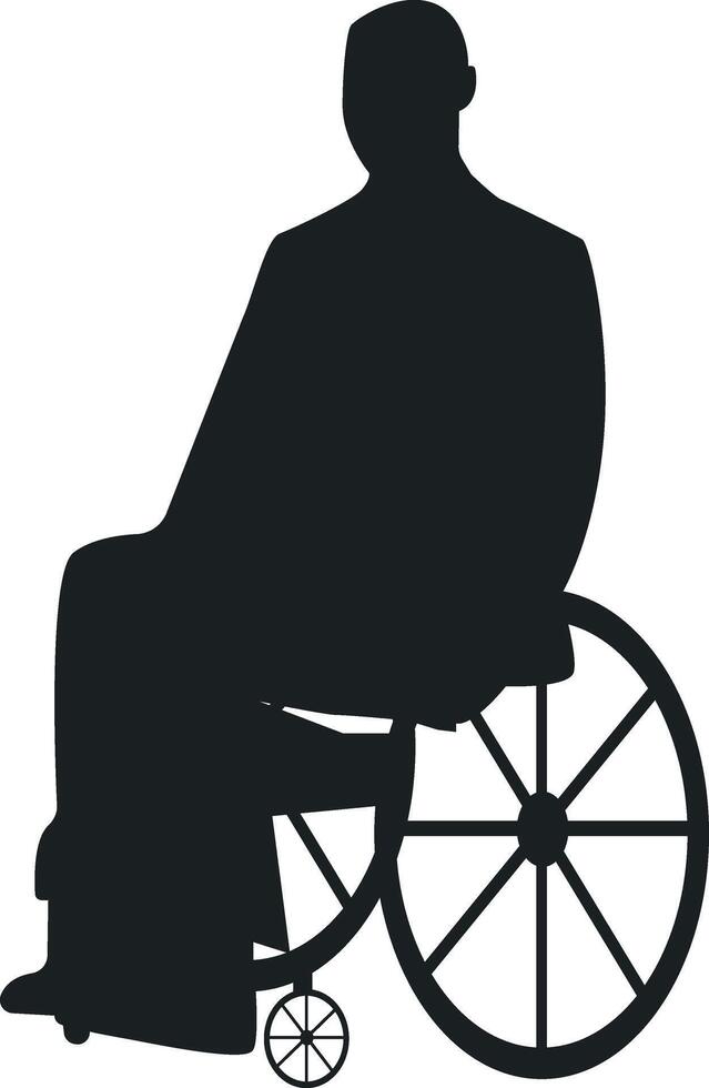 Silhouette of Disabled Man in a Wheelchair in Flat Design. vector