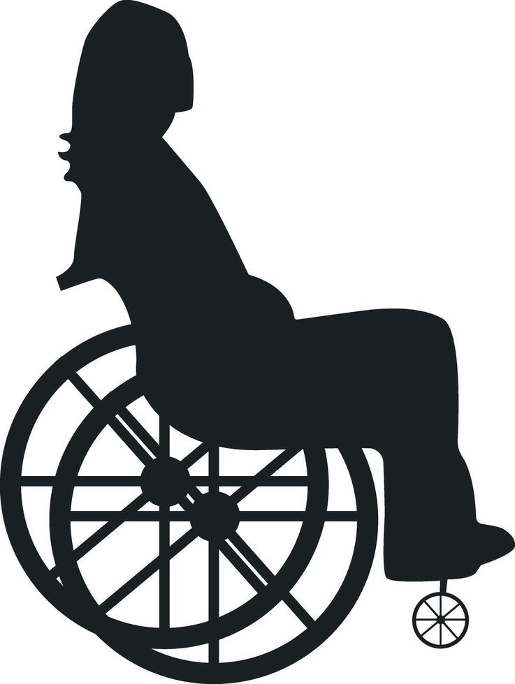 Silhouette of Disabled Woman in a Wheelchair, Isolated on White Background vector